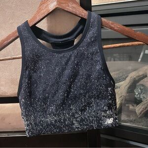 New Balance Black Sparkly Racerback Sports Bra Womens XXS Activewear Athleisure